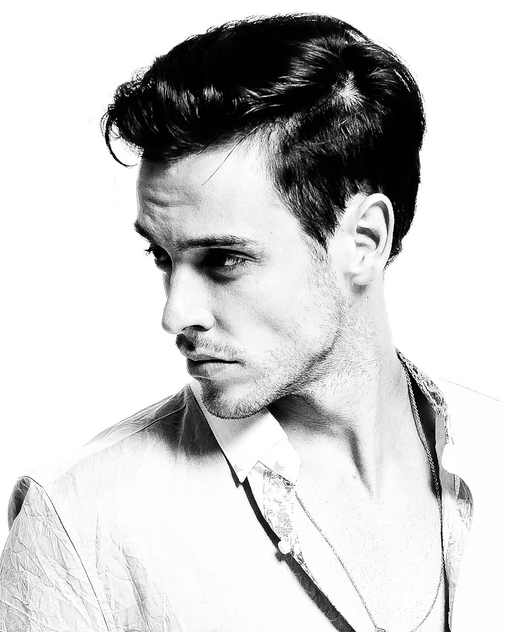 man black and white